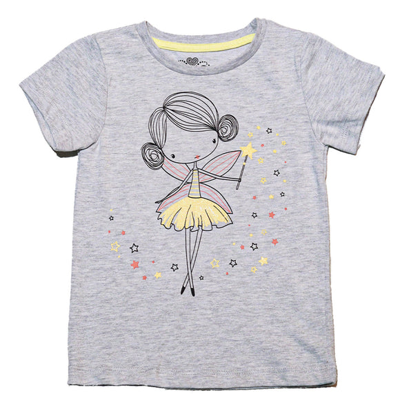 Grey Melange Ss Fairytale Placement Print T Shirt