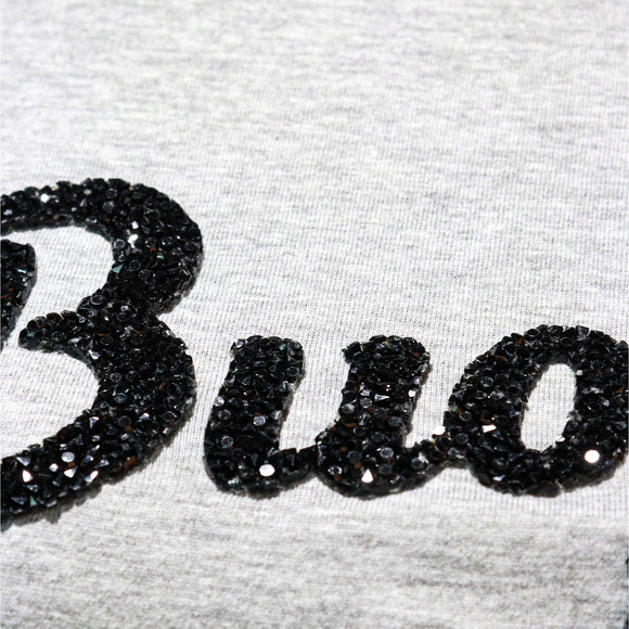 Charcoal Melange Bella Embellished Printed T Shirt