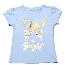 Blue Butterfly Placement Print T Shirt