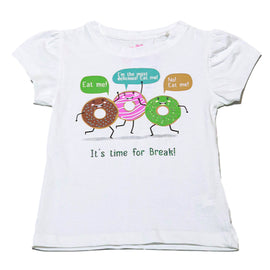 White Donut Placement Print T Shirt
