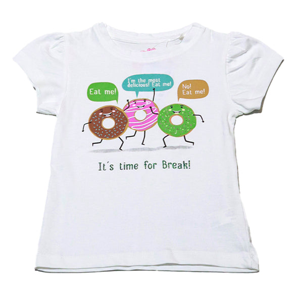White Donut Placement Print T Shirt