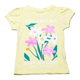 Yellow Flowers Placement Print T Shirt