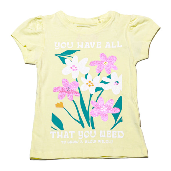 Yellow Flowers Placement Print T Shirt