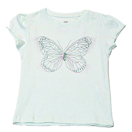 Blue S S Butterfly Sequins Work T Shirt