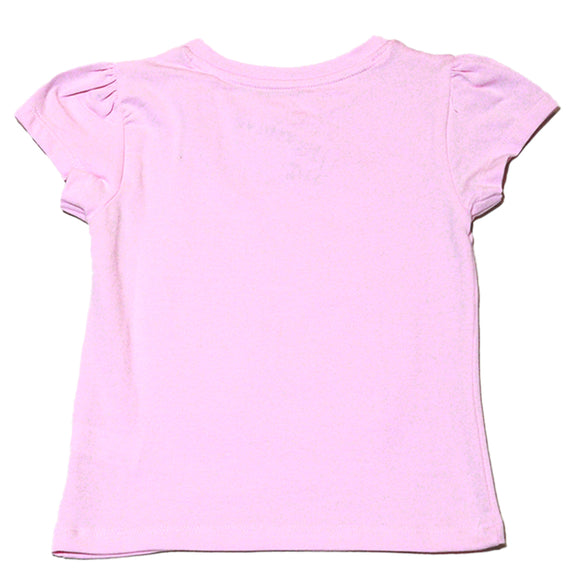 Pink S S Flowers Sequins Work T Shirt