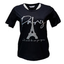 Black Paris Pearl Embellished T Shirt-1