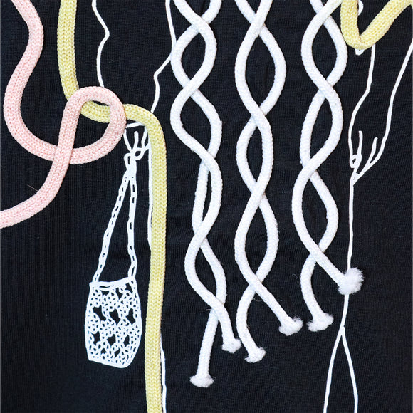 Blue Hello Roping Embellished T Shirt