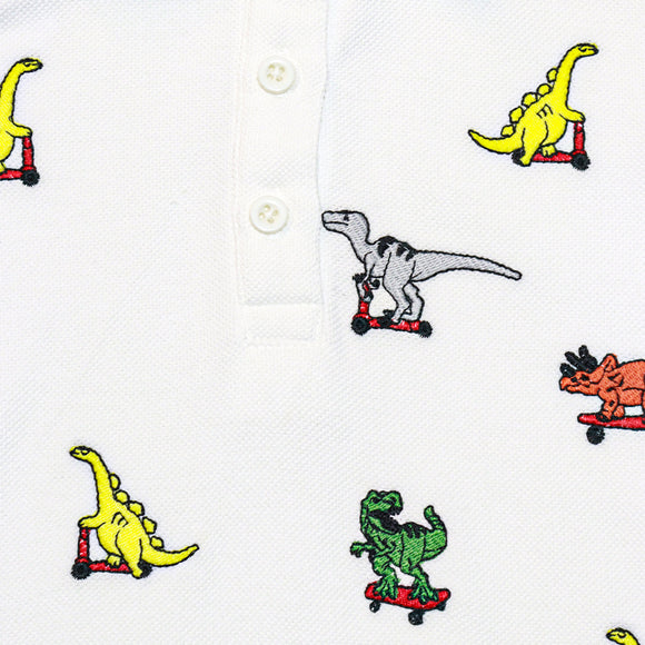 White Short Sleeve Emb Polo Shirt