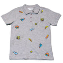 Grey Short Sleeve Emb Polo Shirt-1