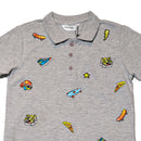 Grey Short Sleeve Emb Polo Shirt-3