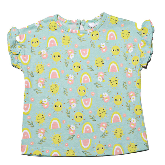 Yellow And Dark Mint Pack Of 2 Tshirts