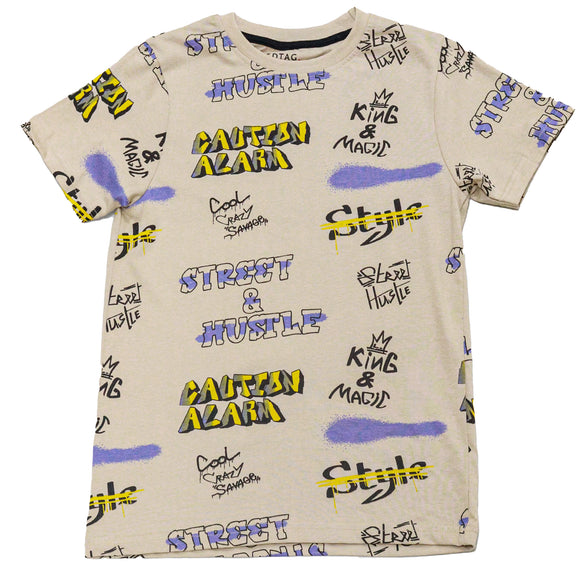 Beige Graffiti Aop Night Suit