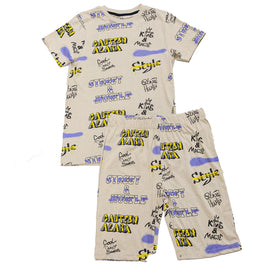 Beige Graffiti Aop Night Suit