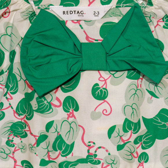 Aop Puff Sleeve With Bow Dress