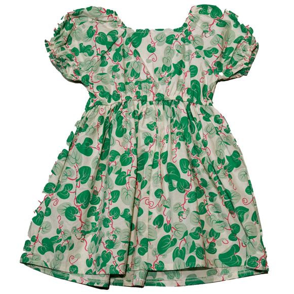 Aop Puff Sleeve With Bow Dress