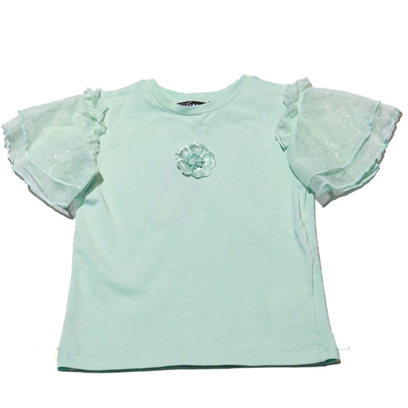 Green Pleated Skirt With Tshirt Set