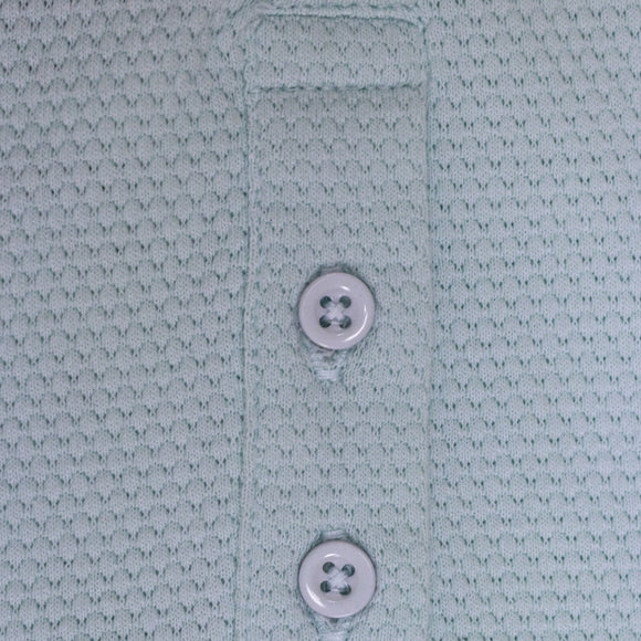 Blue Short Sleeve Jacuard Henley T Shirt Blue