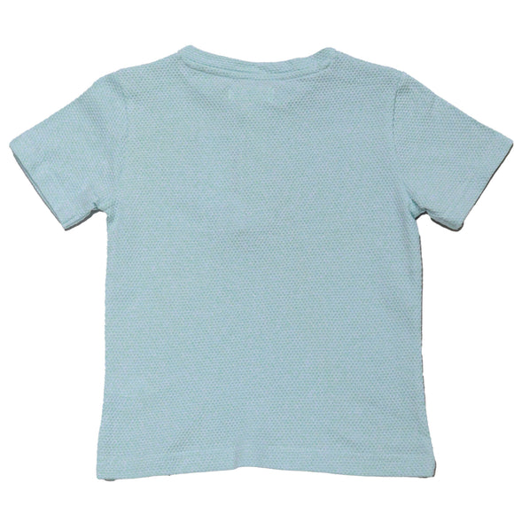 Blue Short Sleeve Jacuard Henley T Shirt Blue