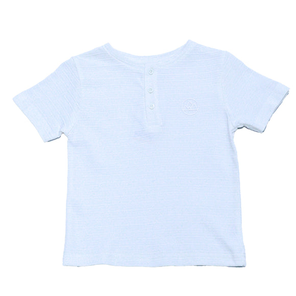 Blue Short Sleeve Jacuard Henley T Shirt Blue