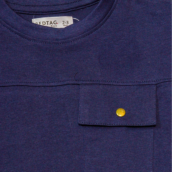 Navy Oversized Flap Pocket T Shirt