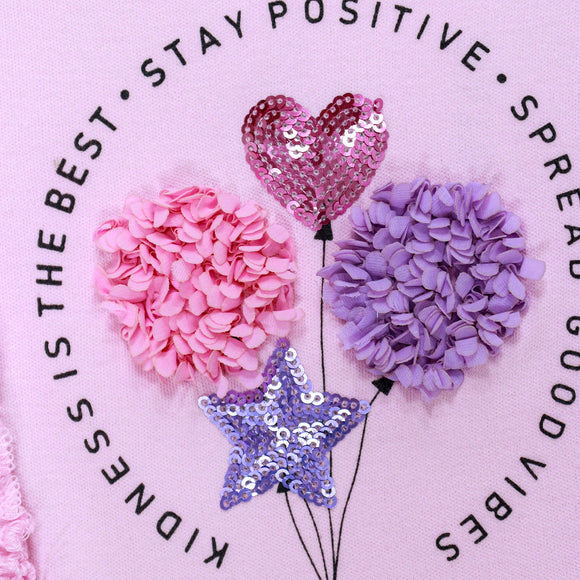 Coral Pink Woven Frill With Applique Jersey Top Pale Pink