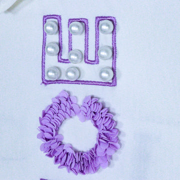 Pearl Puff Sleve Jersey Top With Applique REDTAG