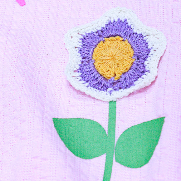 Pink Textured Knit Elasticated Waist Top Pale