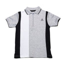 Grey Vertical Paneled Polo Shirt-1
