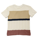 Cream Y D Striped Short Sleeve Jacquard T Shirt Cream-2