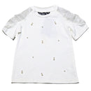 White S S T Shirt With Beads Work At Front-1
