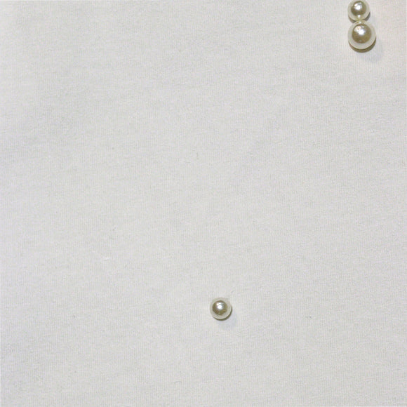 White S S T Shirt With Beads Work At Front