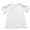 White S S T Shirt With Beads Work At Front-2