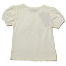 White S S T Shirt With Chiffon Work At Front-3