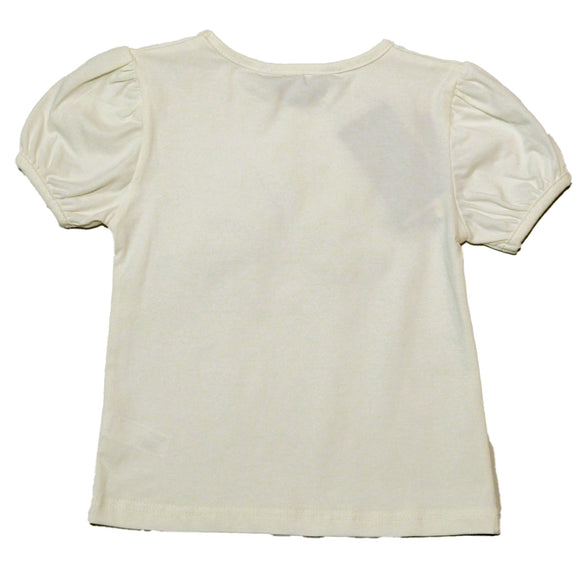 White S S T Shirt With Chiffon Work At Front