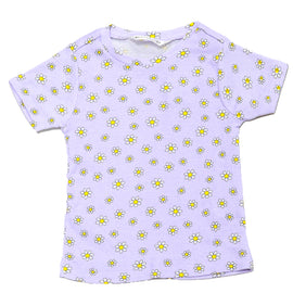 Lilac Aop Rib T Shirt