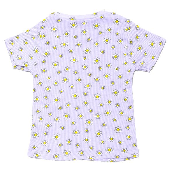 Lilac Aop Rib T Shirt