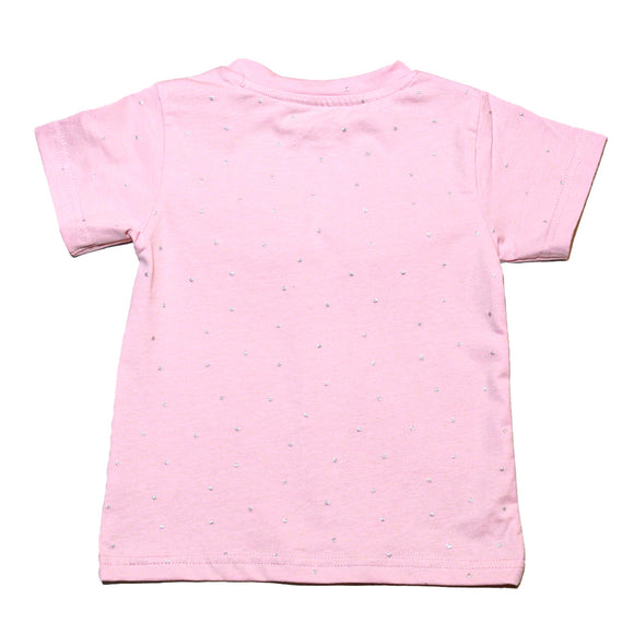 Pink Placement Pritn With Chiffon Work T Shirt