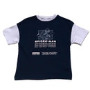 Navy Oversize Contrast Sleeve Spiderman T Shirt-1