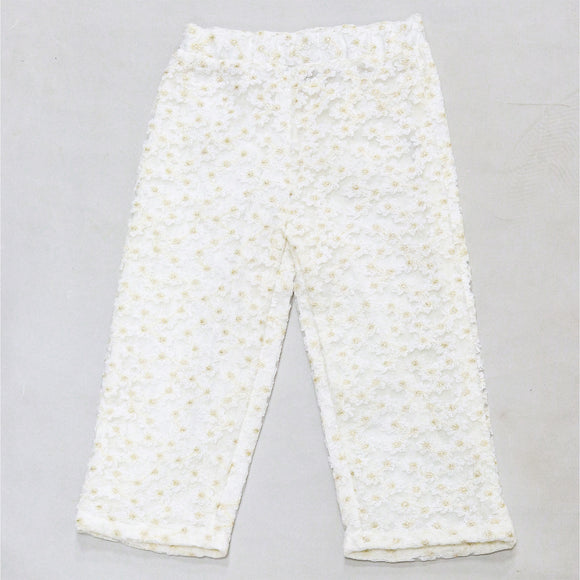 Floral Embroidery With Lirex Blouse And Trouser Set White