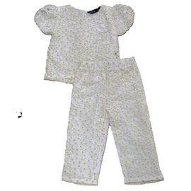Floral Embroidery With Lirex Blouse And Trouser Set White