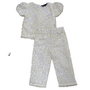 Floral Embroidery With Lirex Blouse And Trouser Set White-4