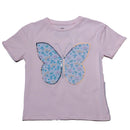 Pink Butterfly Sequins At Chest T Shirt Pale-1