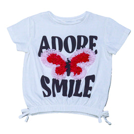 White Chiffon Work At Chest T Shirt