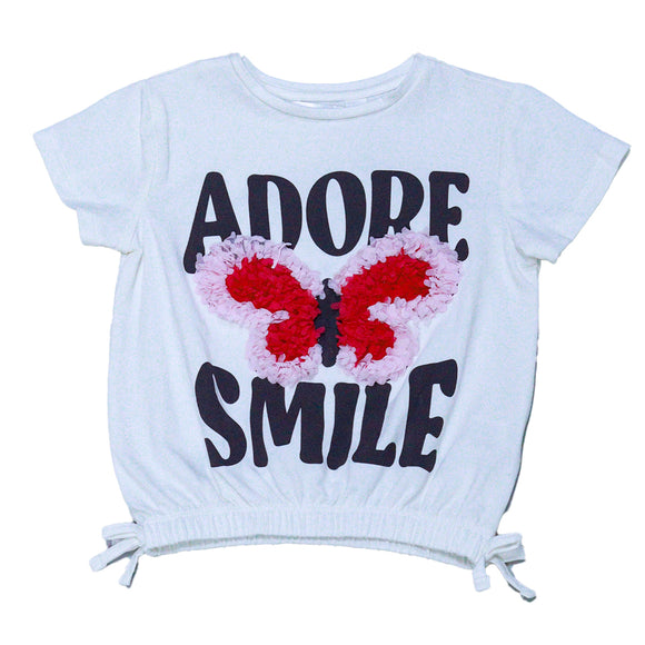 White Chiffon Work At Chest T Shirt