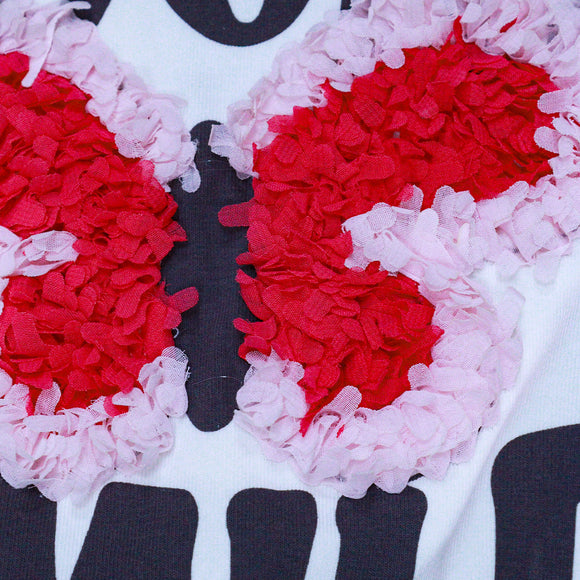 White Chiffon Work At Chest T Shirt