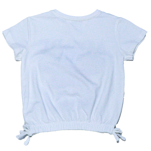 White Chiffon Work At Chest T Shirt