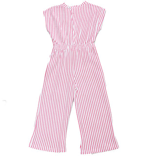 Red Stripes Knit Jumpsuit White