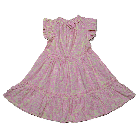 Peach Floral Aop Tiered Dress