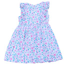 White Floral Aop Satin Frill Dress-1