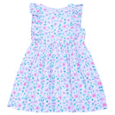 White Floral Aop Satin Frill Dress-3